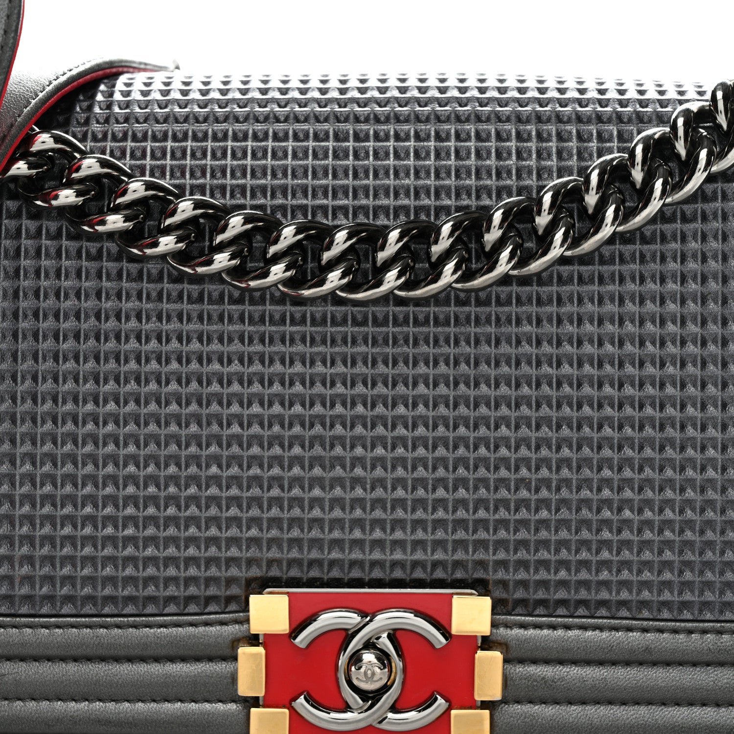 Chanel Lambskin Embossed Medium Boy Cube Flap Grey 8 of 11