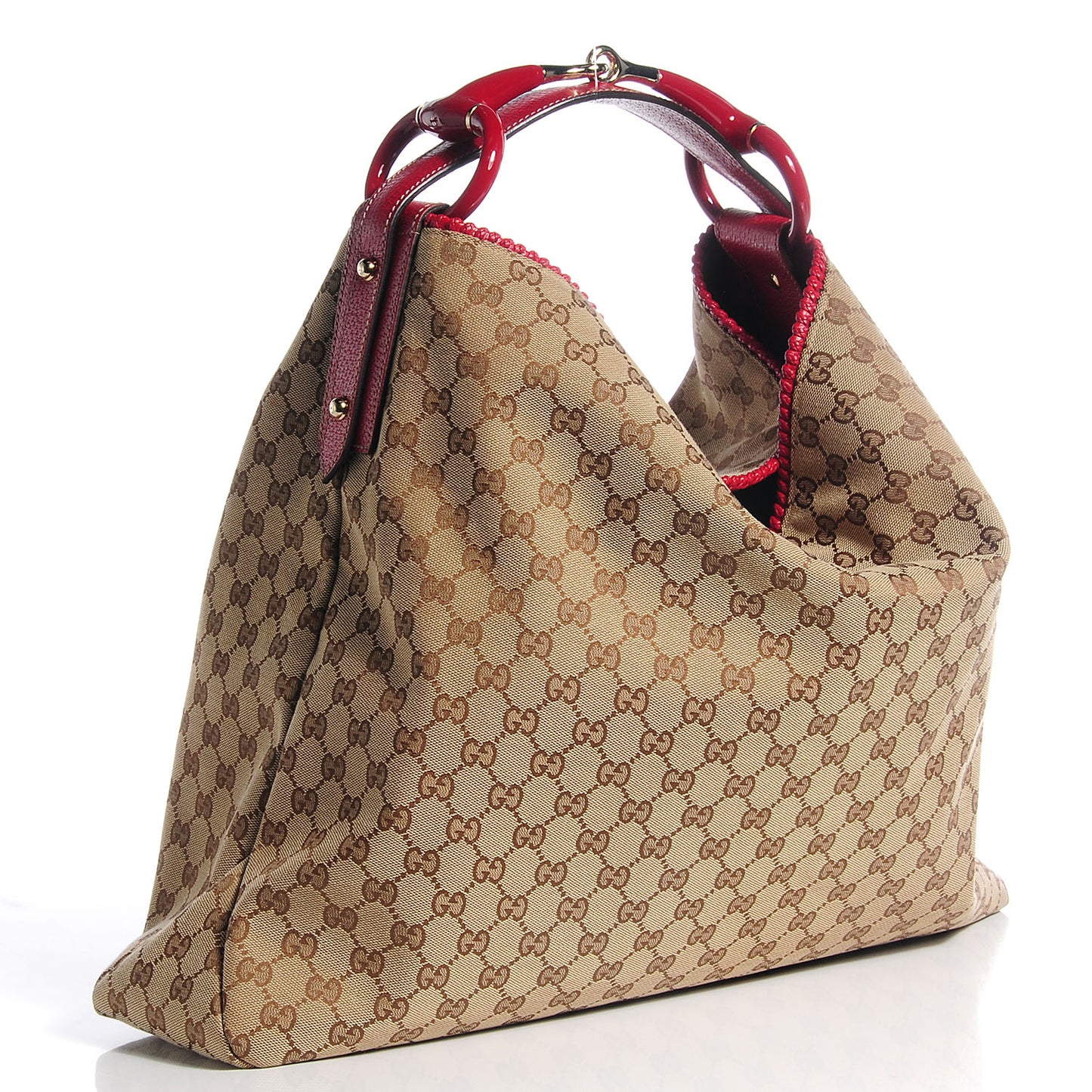 Monogram Large Horsebit Chain Hobo Red