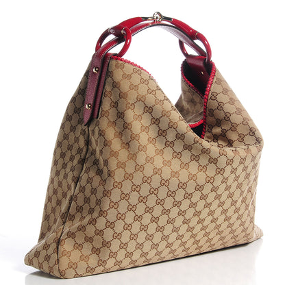 Gucci Monogram Large Horsebit Chain Hobo Red 3 of 7