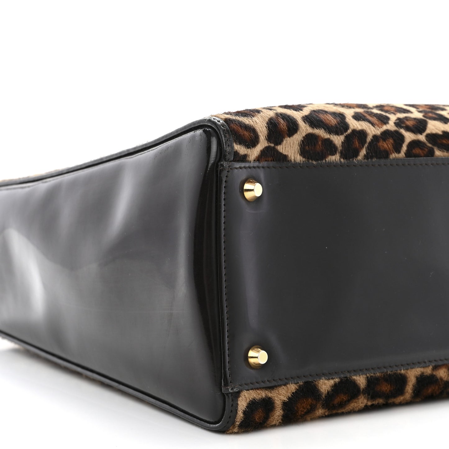 Patent Pony Hair Leopard Print Large Lady Dior Brown