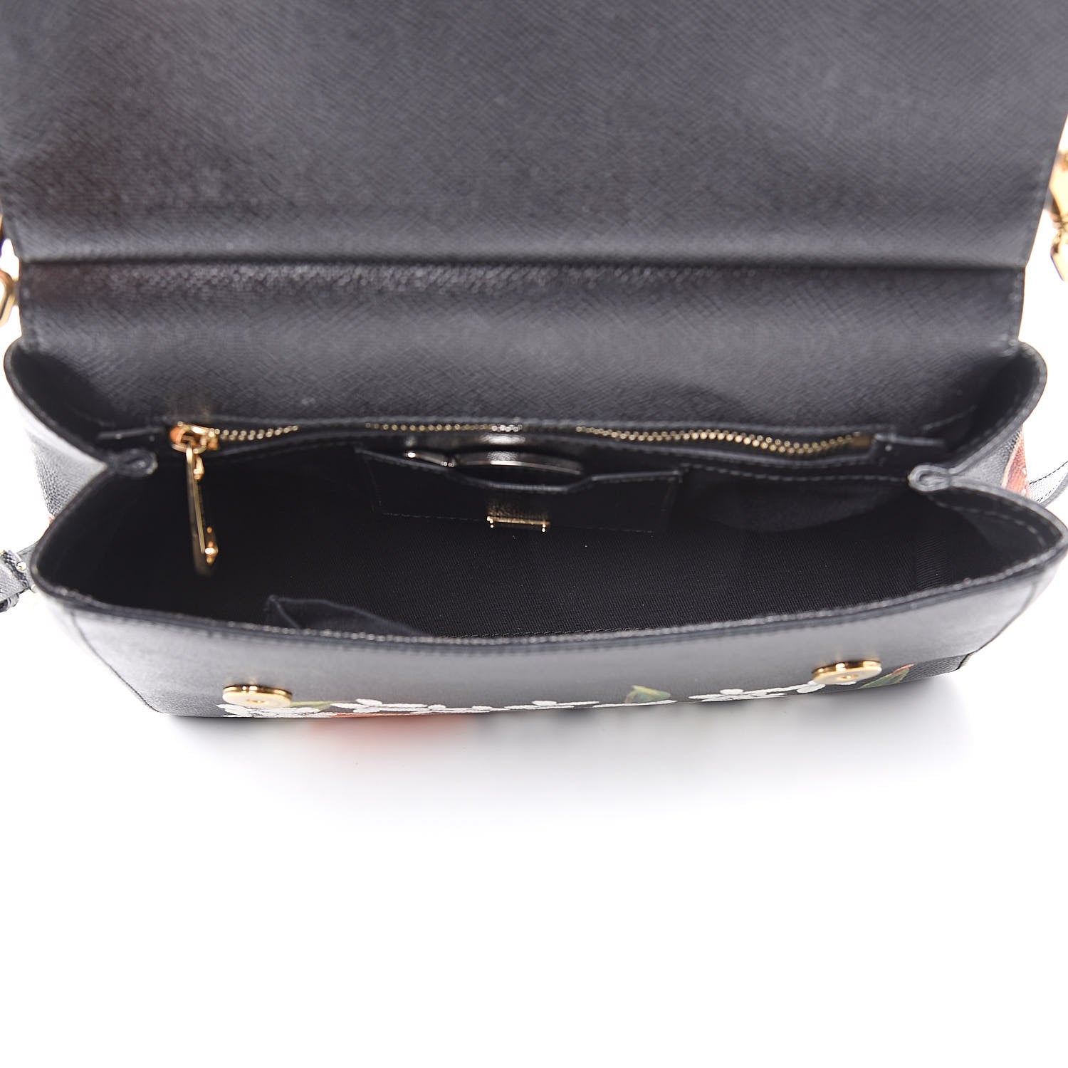 Dolce & Gabbana Dauphine Orange Print Medium Miss Sicily Satchel Black 5 of 13