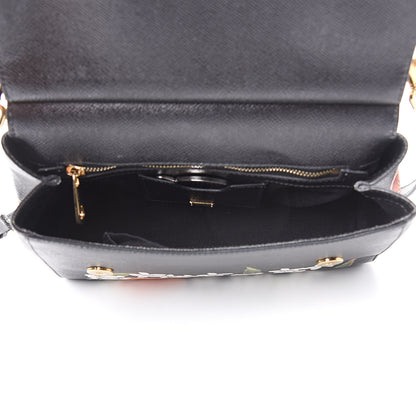 Dolce & Gabbana Dauphine Orange Print Medium Miss Sicily Satchel Black 5 of 13