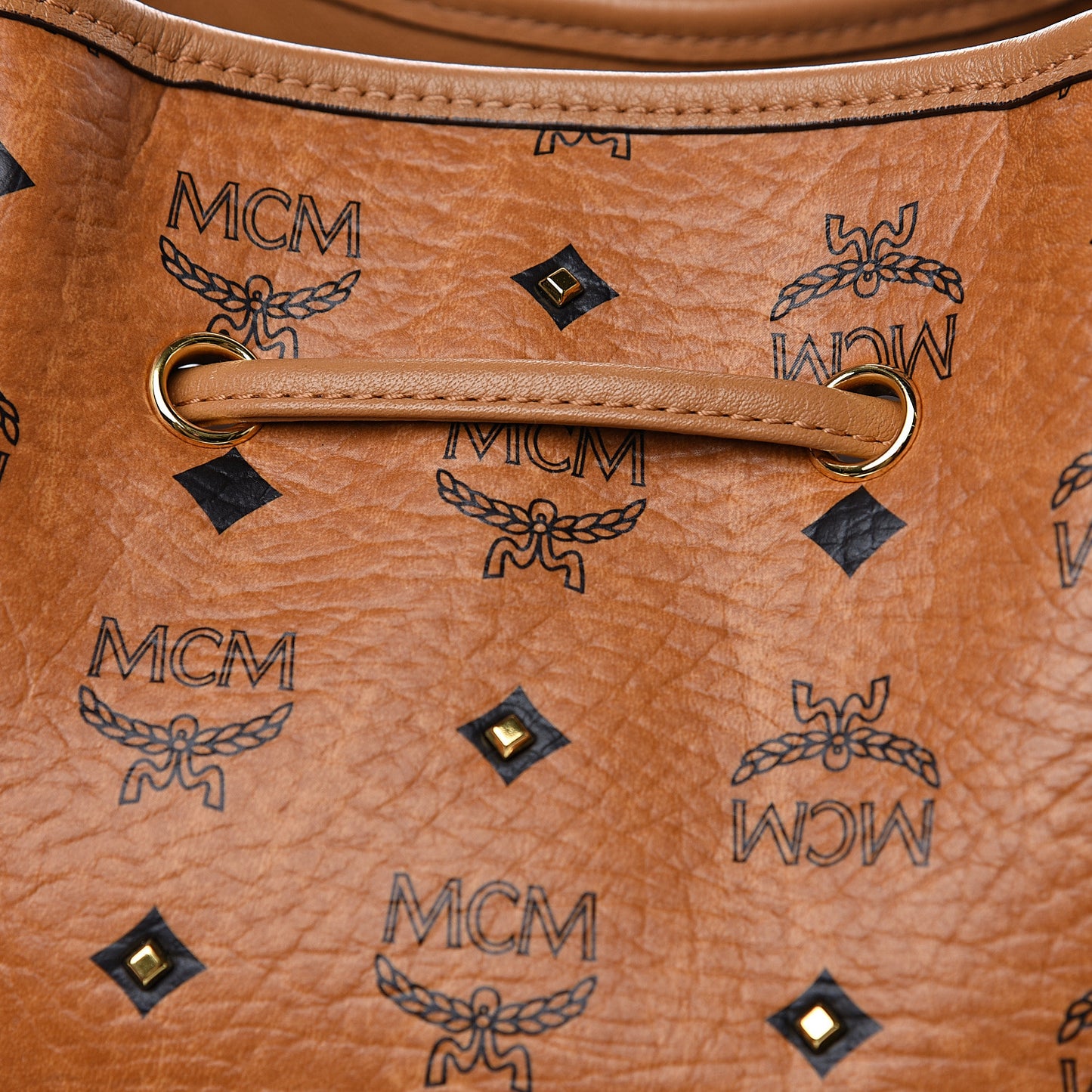 Visetos Studded Small Drawstring Shopper Cognac