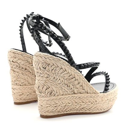 Christian Louboutin Patent Monochrome Mafaldina 120 Wedge Sandals 38 Black 5 of 10