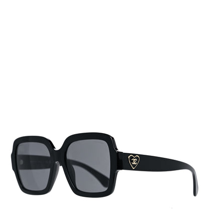 Chanel Acetate Square Heart Sunglasses 5479-A Black 1 of 10