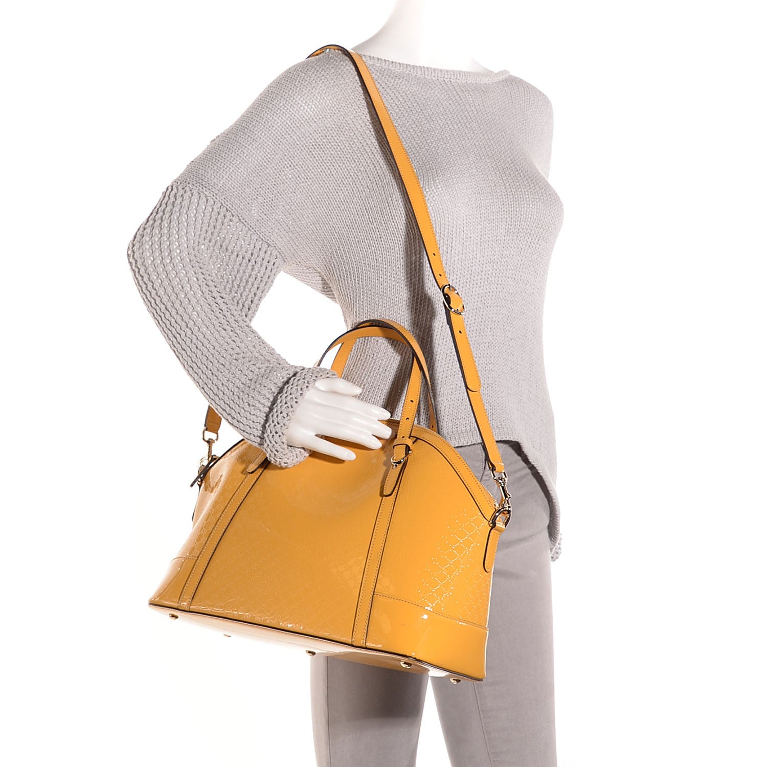 Gucci Patent Microguccissima Medium Nice Top Handle Dome Bag Bumblebee 2 of 9