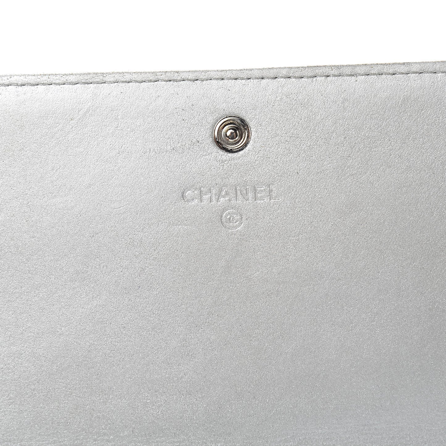 Lambskin Large CC Flap Wallet Silver