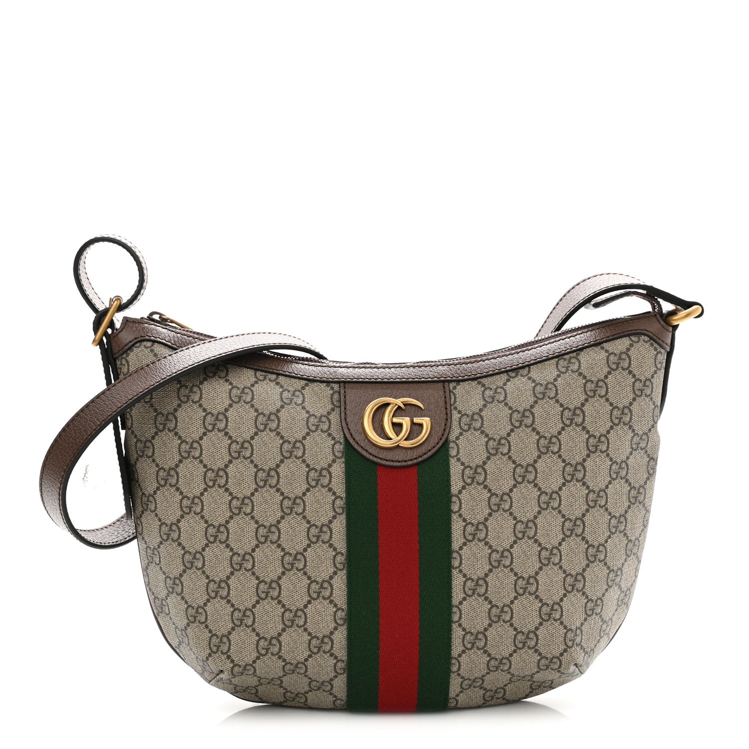 Gucci GG Supreme Monogram Web Small Ophidia Half Moon Hobo Brown 1 of 10