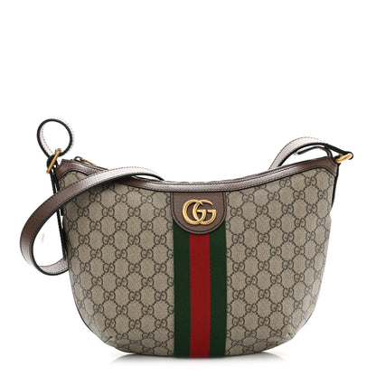 Gucci GG Supreme Monogram Web Small Ophidia Half Moon Hobo Brown 1 of 10
