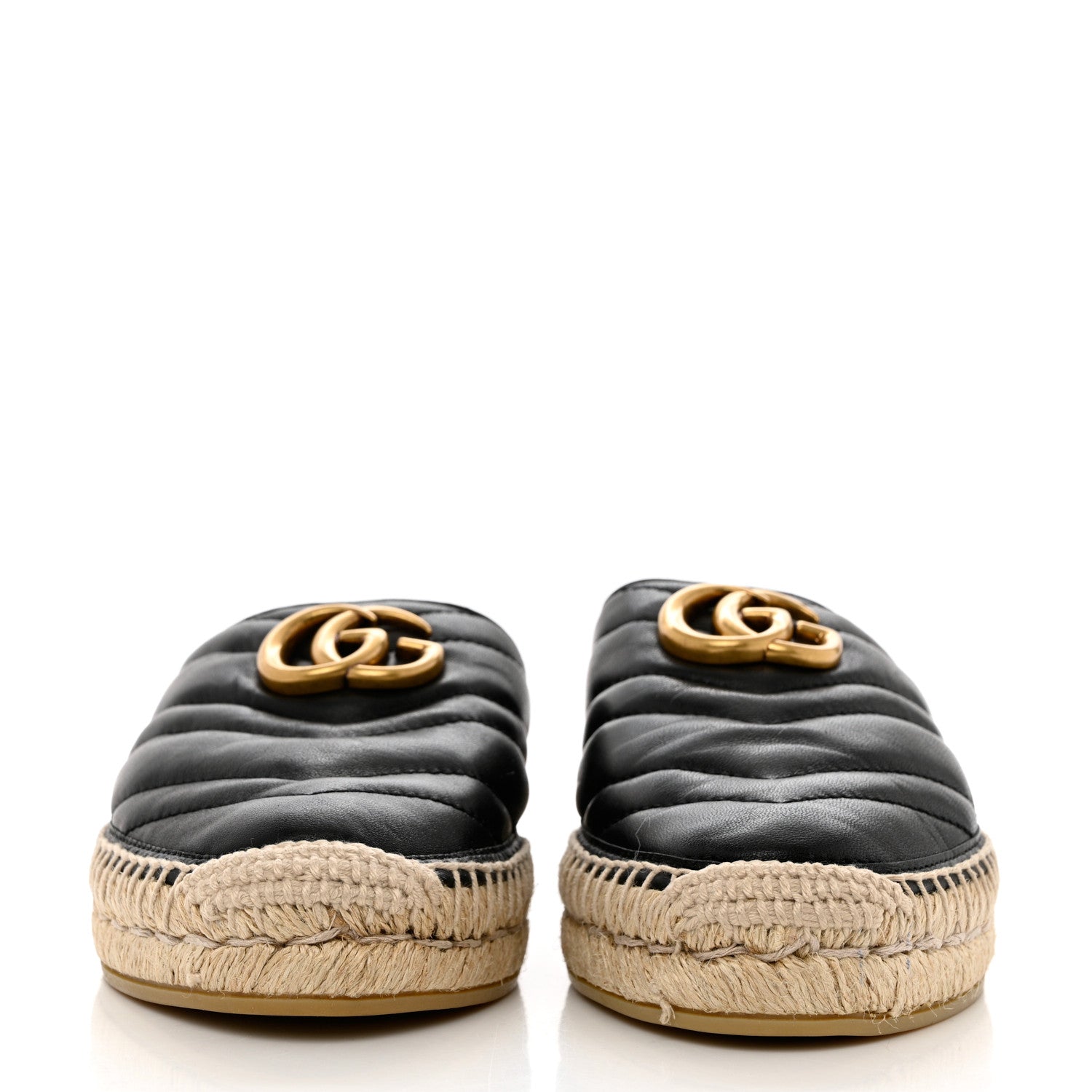 Gucci Nappa Matelasse GG Marmont Espadrille Slippers 36 Black 2 of 11