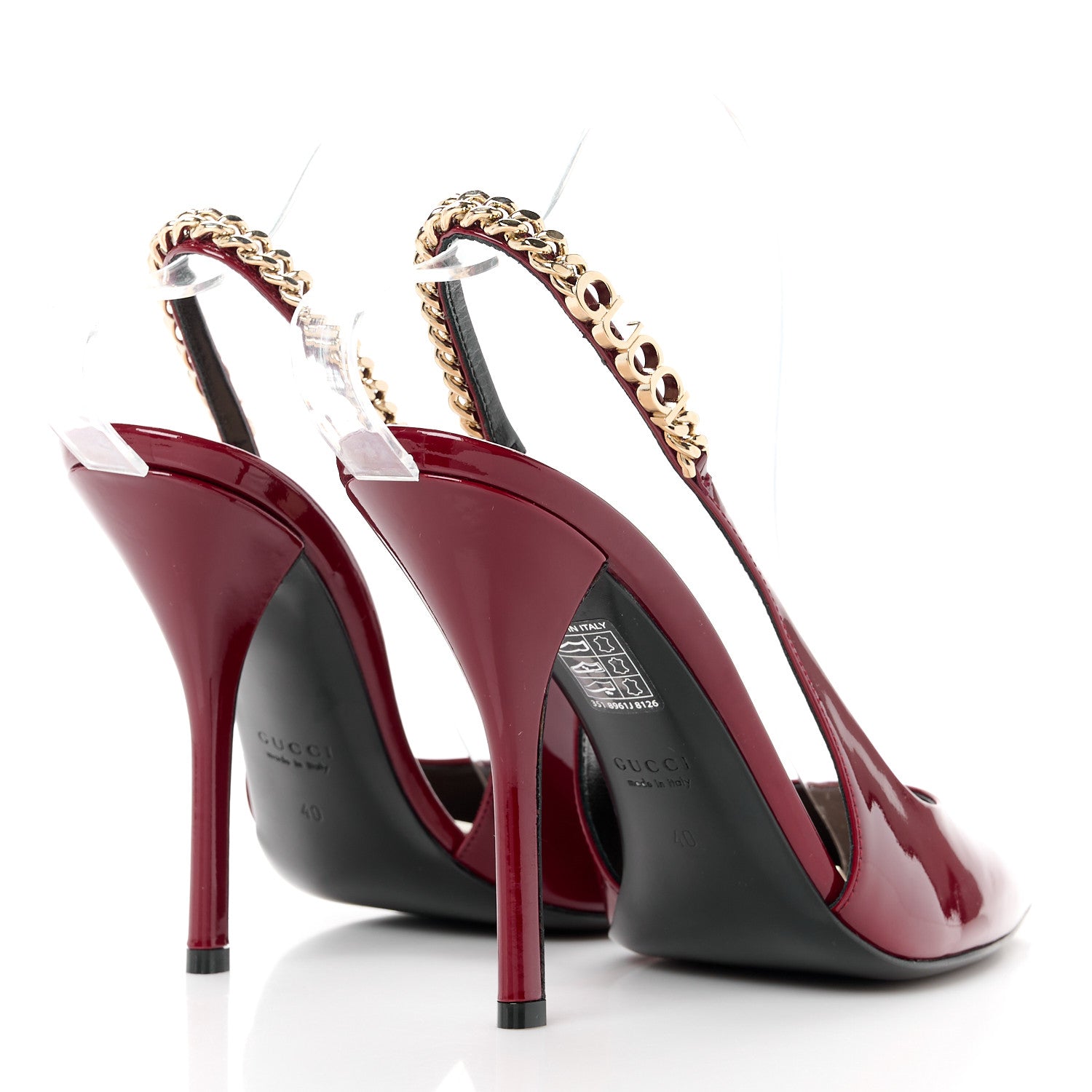 Gucci Patent Signoria Slingback Pumps 40 Rosso Ancora 4 of 9