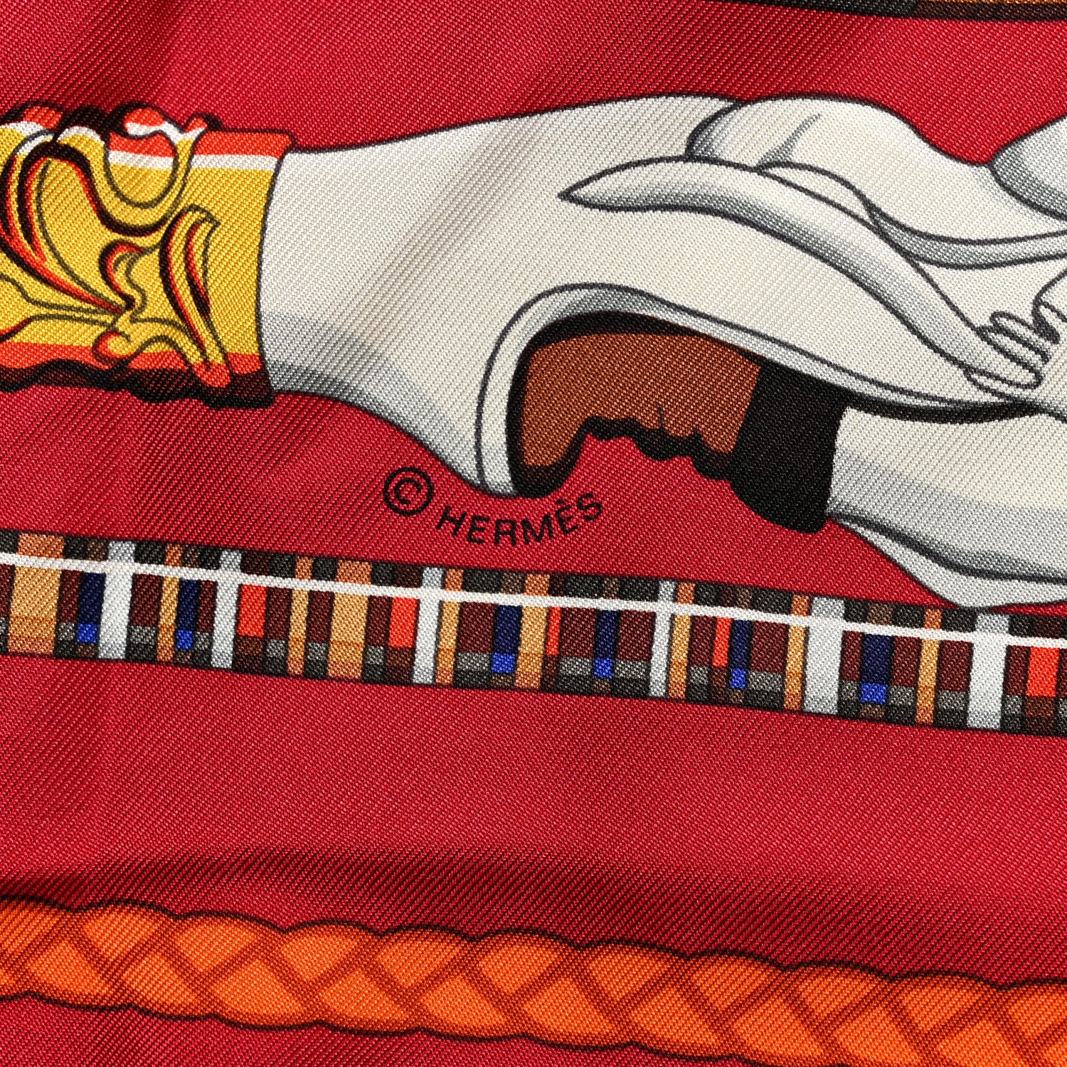 Hermes Silk Les Cannes Scarf 90 Scarf Rouge H Grege Bleu 2 of 4