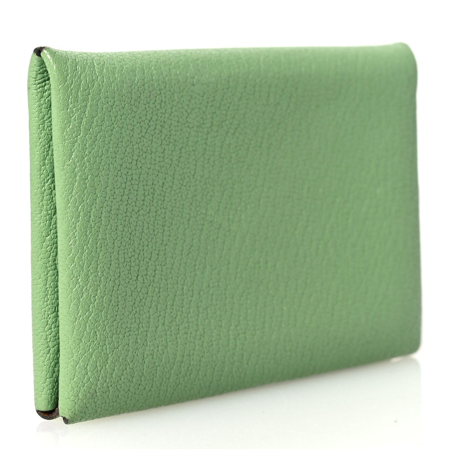 Chevre Mysore Verso Calvi Card Case Vert Criquet Caramel