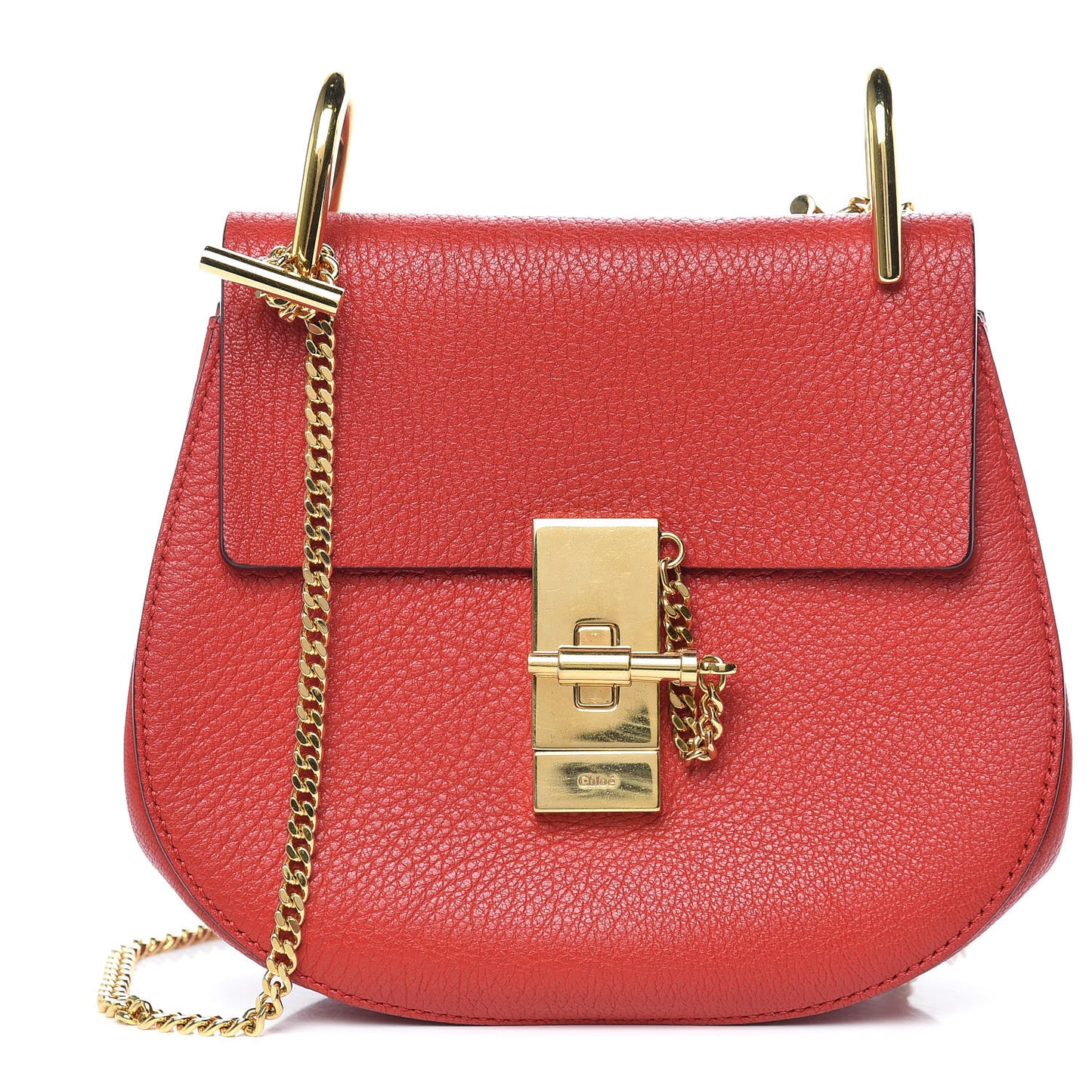 Grained Lambskin Mini Drew Shoulder Bag Plaid Red