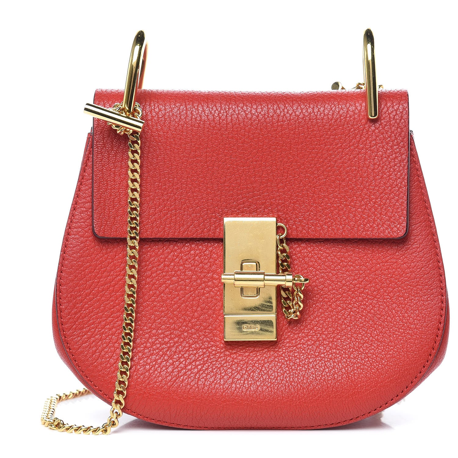 Chloe Grained Lambskin Mini Drew Shoulder Bag Plaid Red 1 of 12
