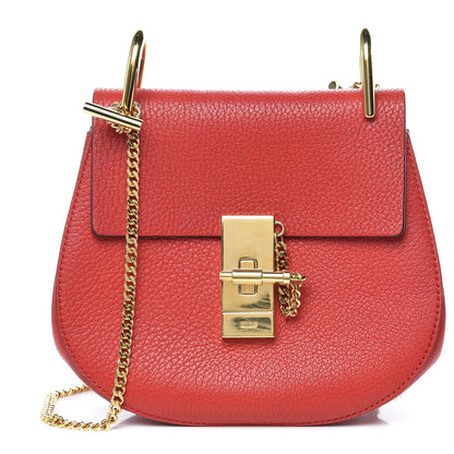 Chloe Grained Lambskin Mini Drew Shoulder Bag Plaid Red 1 of 12