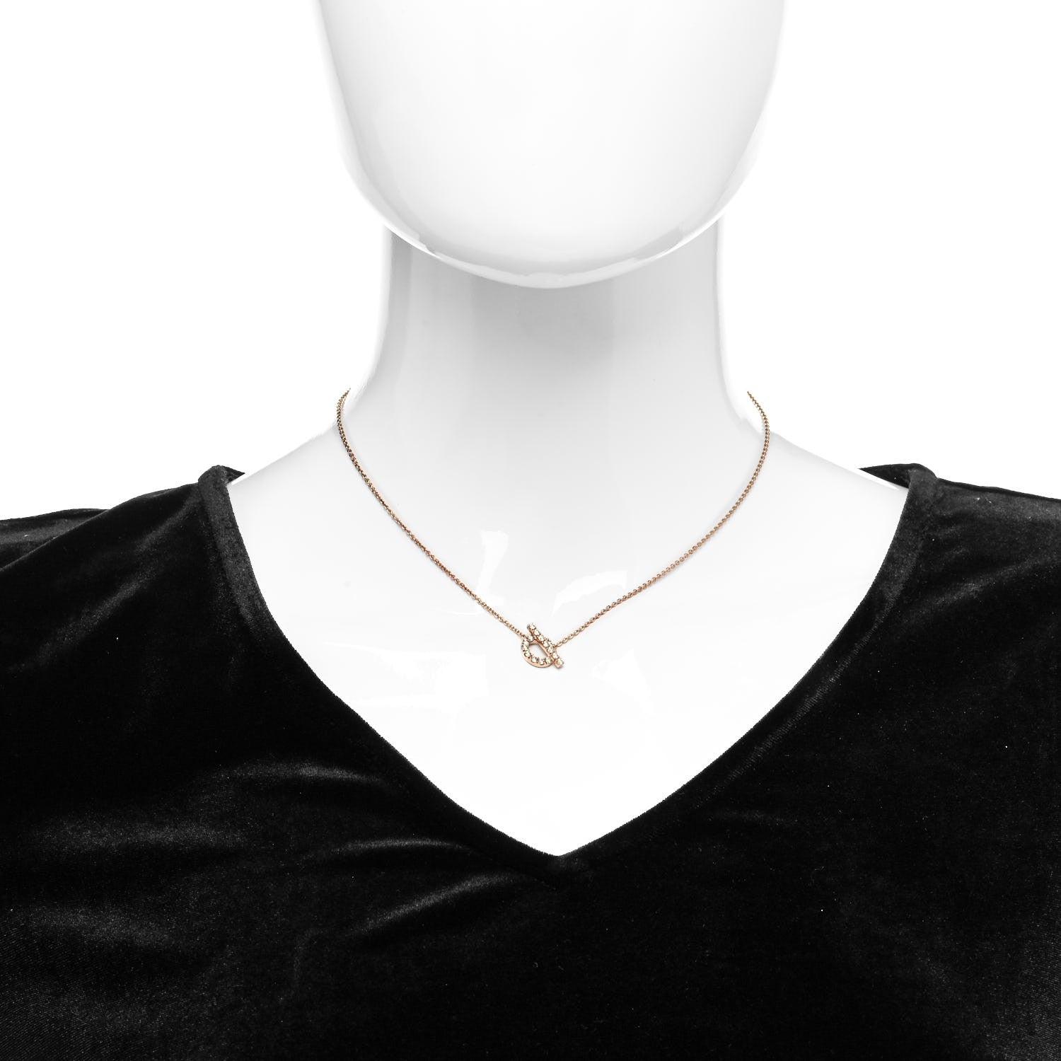 Hermes 18K Rose Gold Diamond Finesse Pendant Necklace 2 of 6