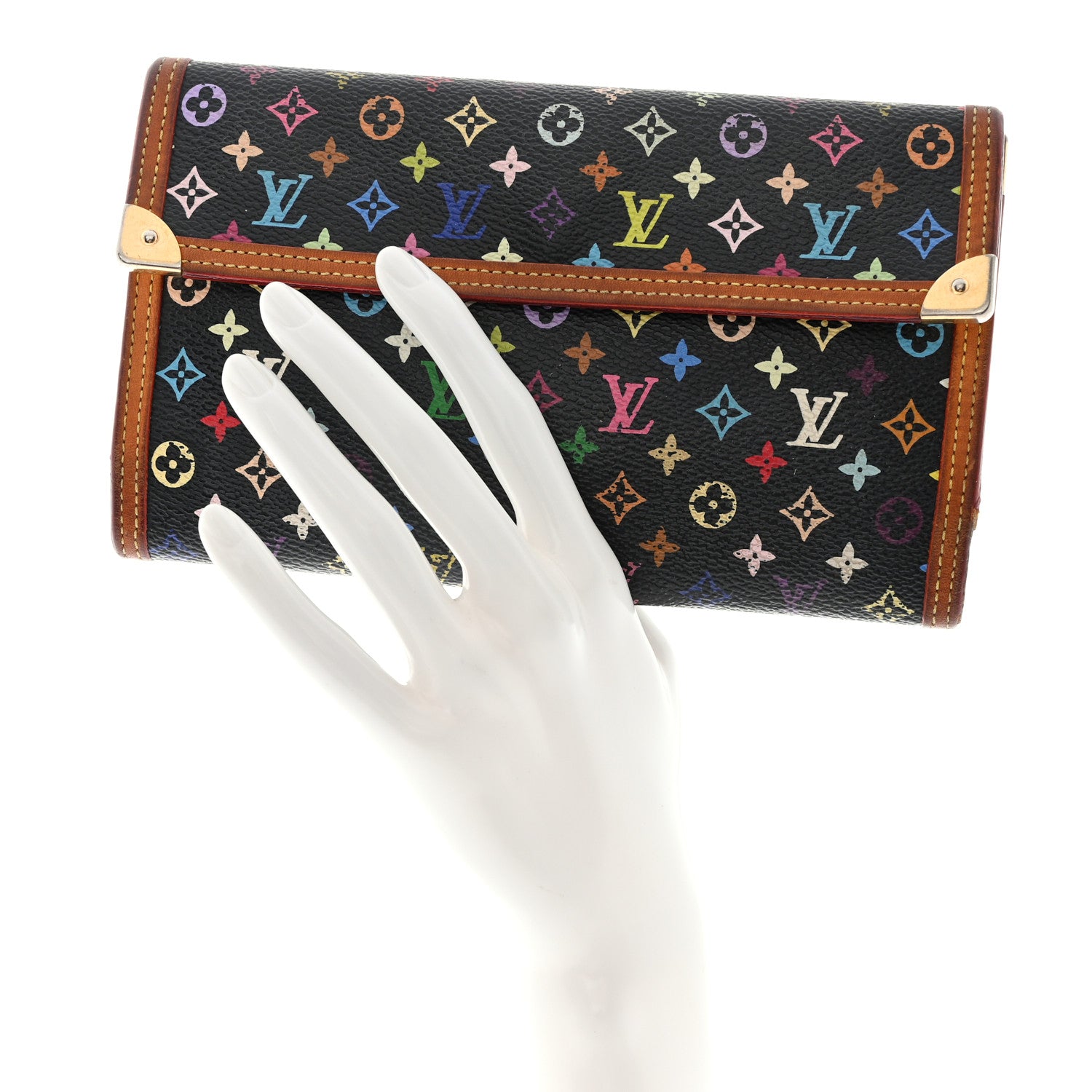 Louis Vuitton Monogram Multicolor Porte Tresor International Wallet Black 2 of 16