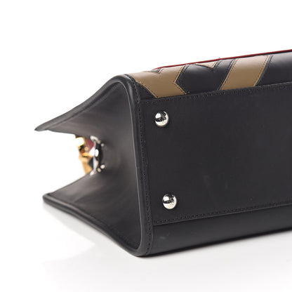 Fendi Vitello Century F is Fendi FF Diagonal Inlay Small Runaway Satchel Fango Black Fragola 9 of 13