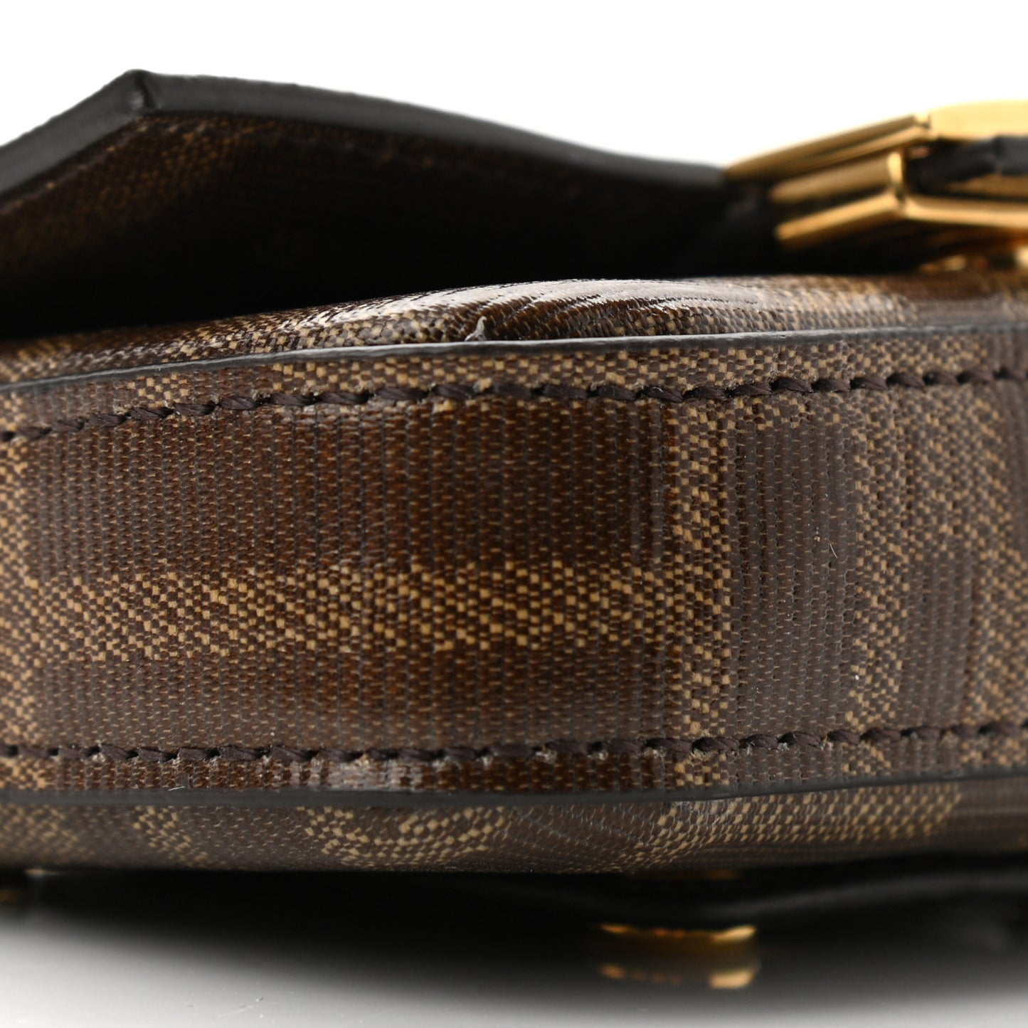 Glazed Fabric FF 1974 Nano Baguette Belt Charm Mogano Panna