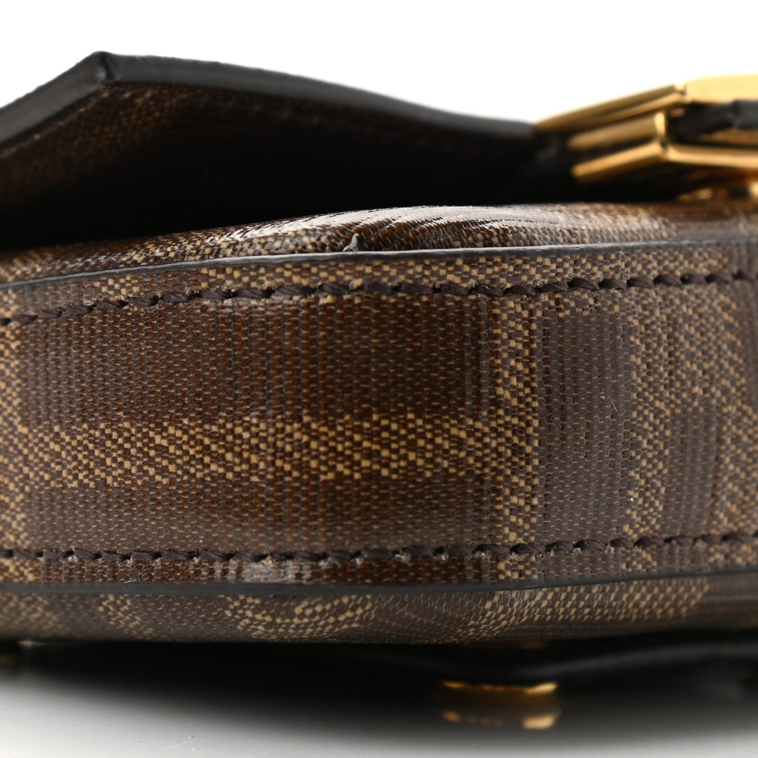 Fendi Glazed Fabric FF 1974 Nano Baguette Belt Charm Mogano Panna 9 of 10