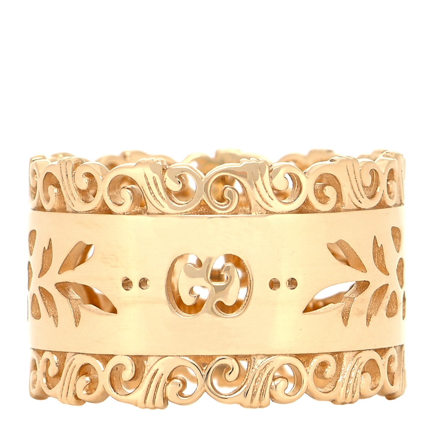 18K Yellow Gold Wide Icon Blooms Ring 58 8.25