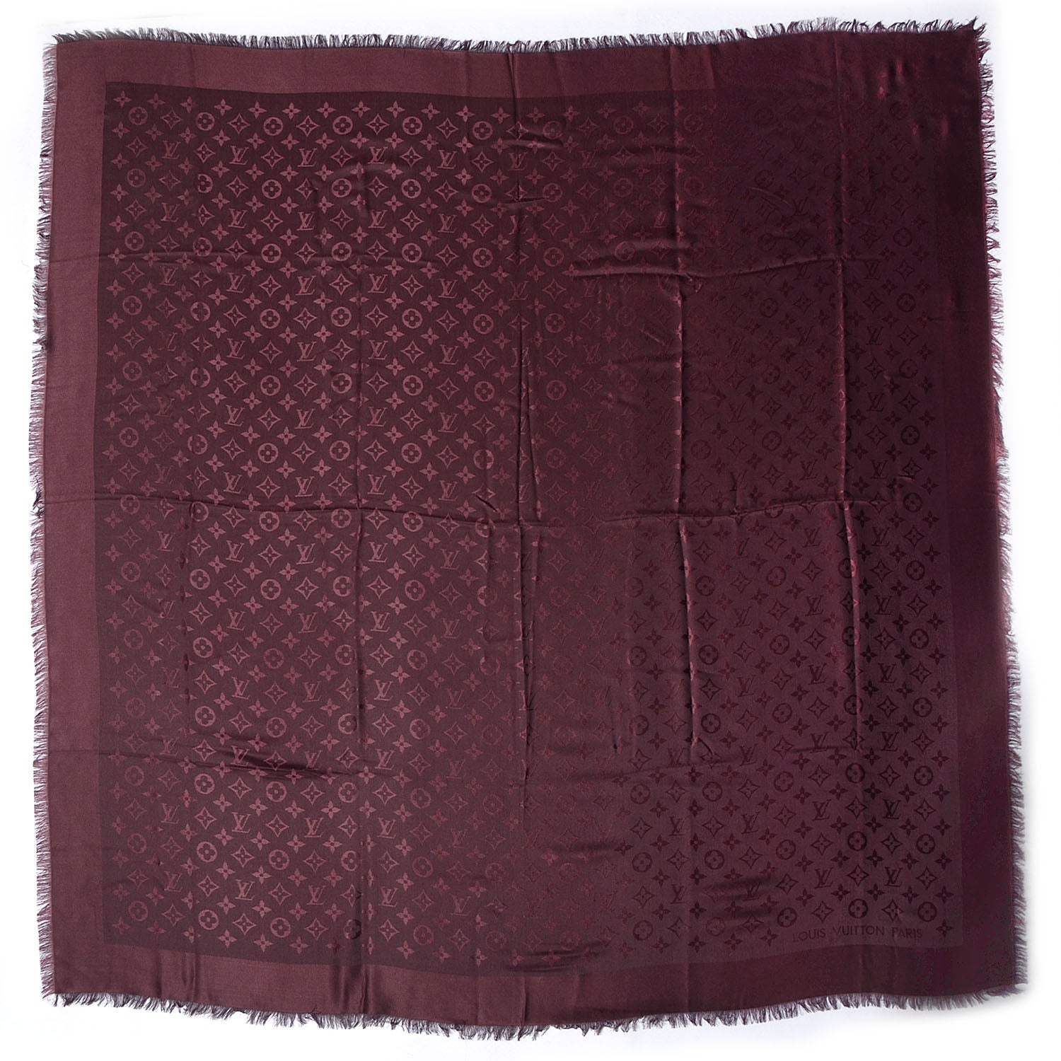 Louis Vuitton Wool Silk Monogram Shawl Amarante 3 of 5
