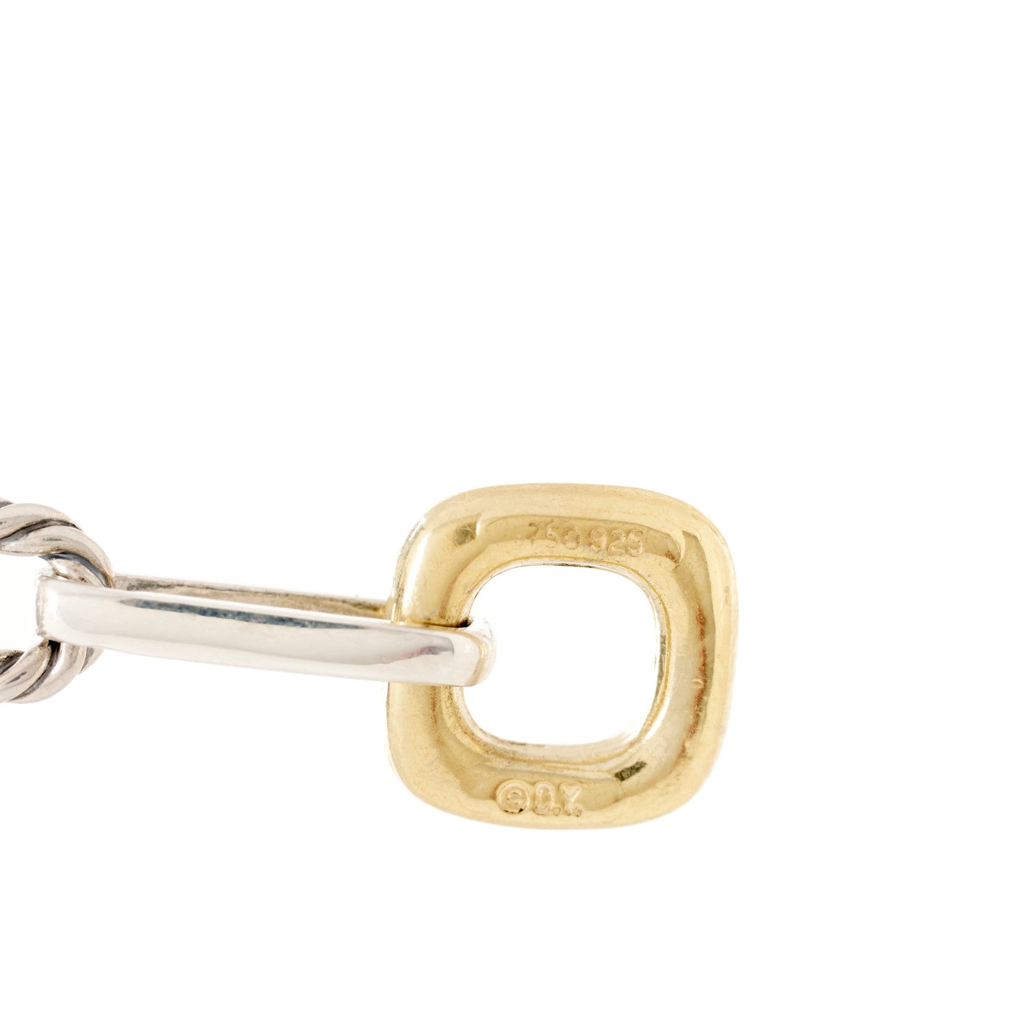David Yurman Sterling Silver 18K Yellow Gold Figaro Chain Link Necklace 5 of 5