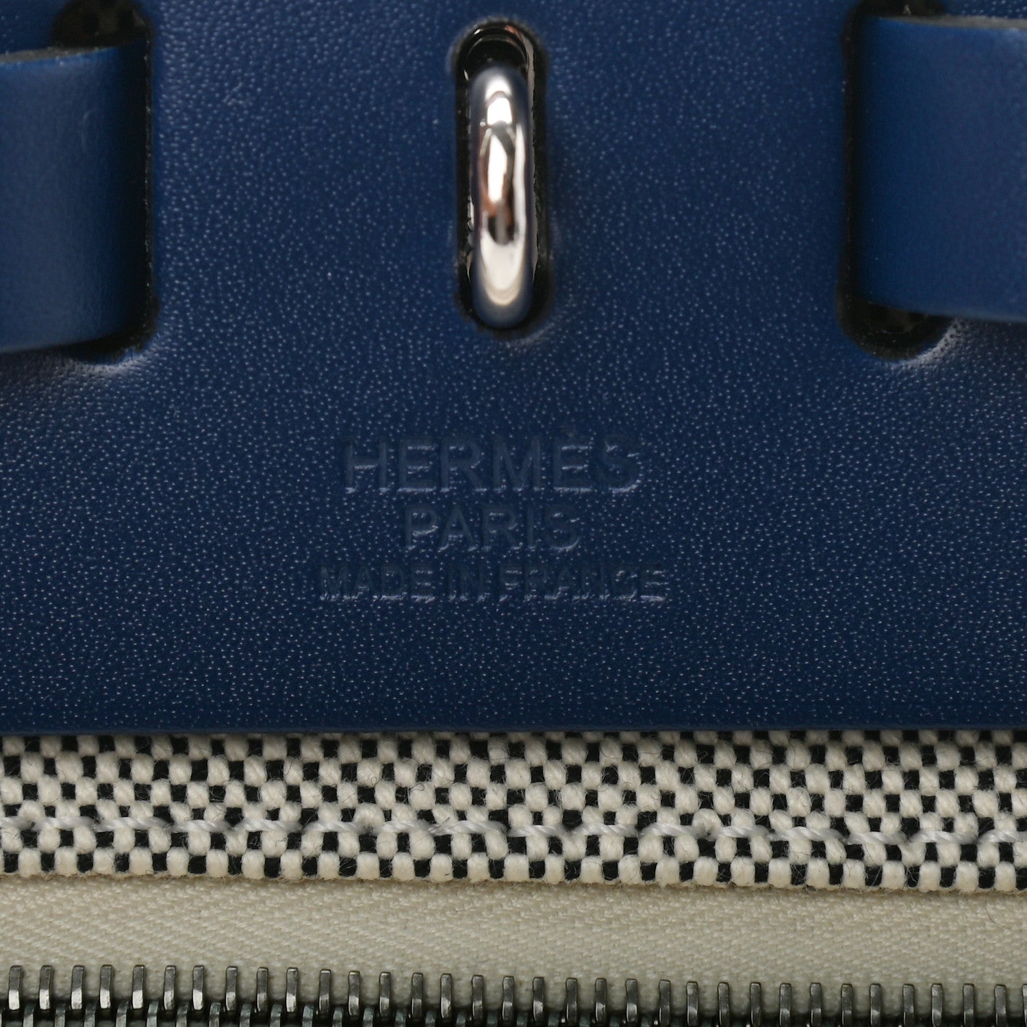 Hermes Vache Hunter Toile H Brides de Gala Herbag Zip Retourne 31 PM Bleu De France Ecru Black 6 of 9