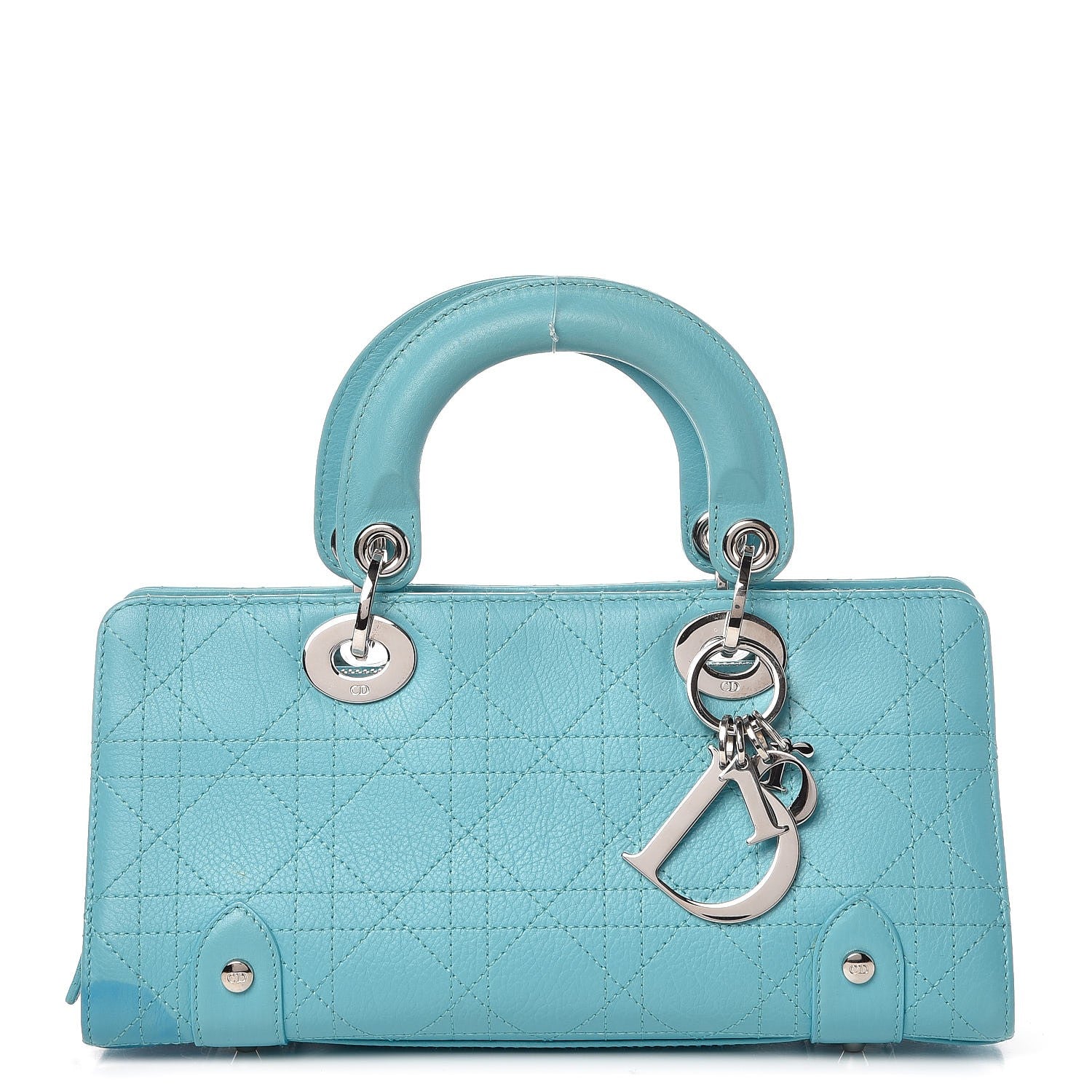 Christian Dior Calfskin Cannage Stitched Small East West Lady Dior Light Blue 1 of 10