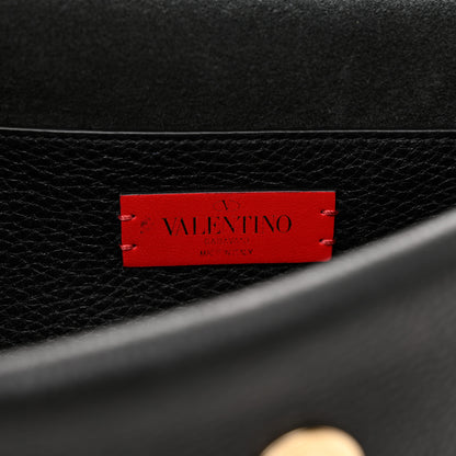 Valentino Garavani Pebbled Calfskin Rockstud Double Flap Crossbody Bag Black 6 of 14