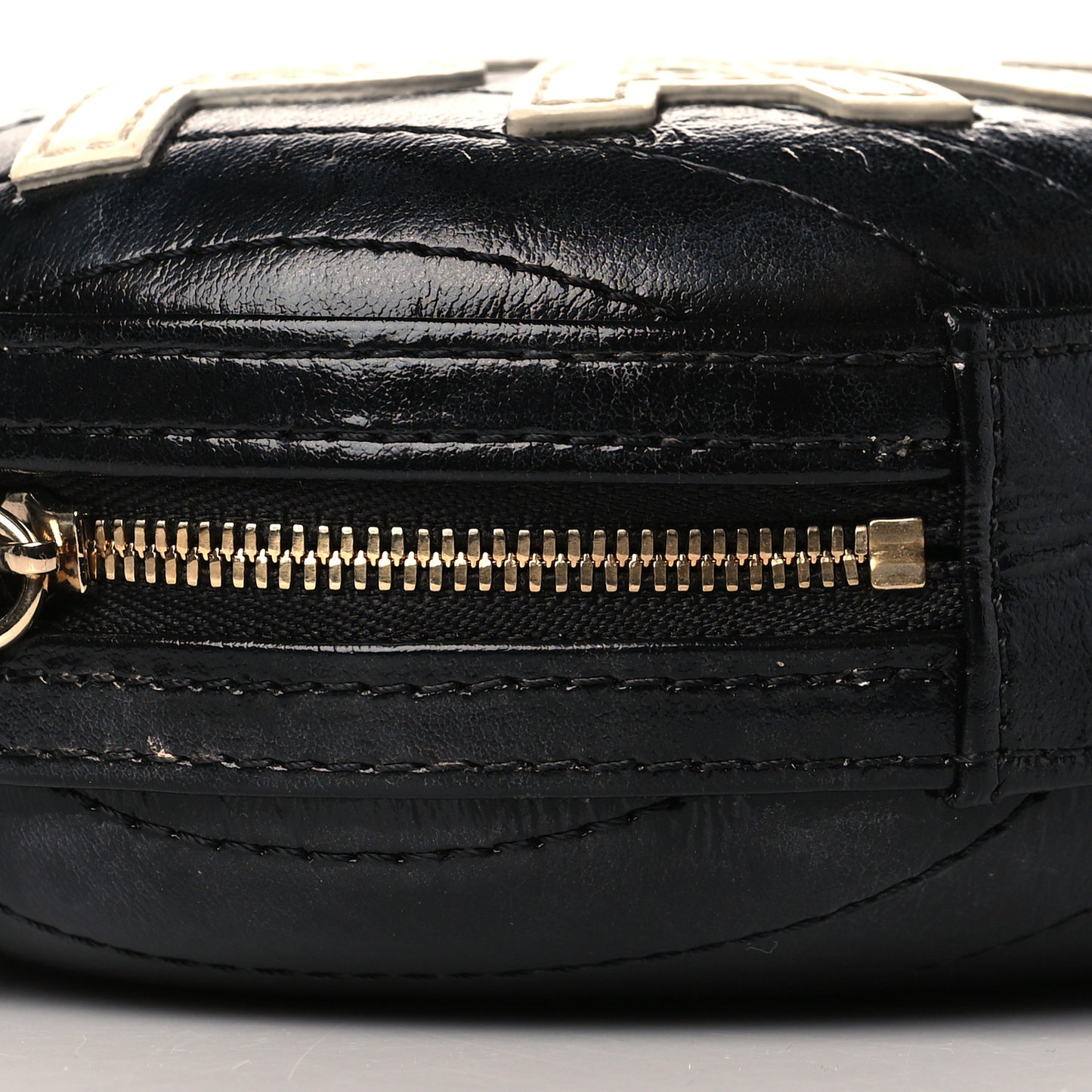Lambskin Embroidered Chevron Quilted La Pausa Tassel Clutch Black