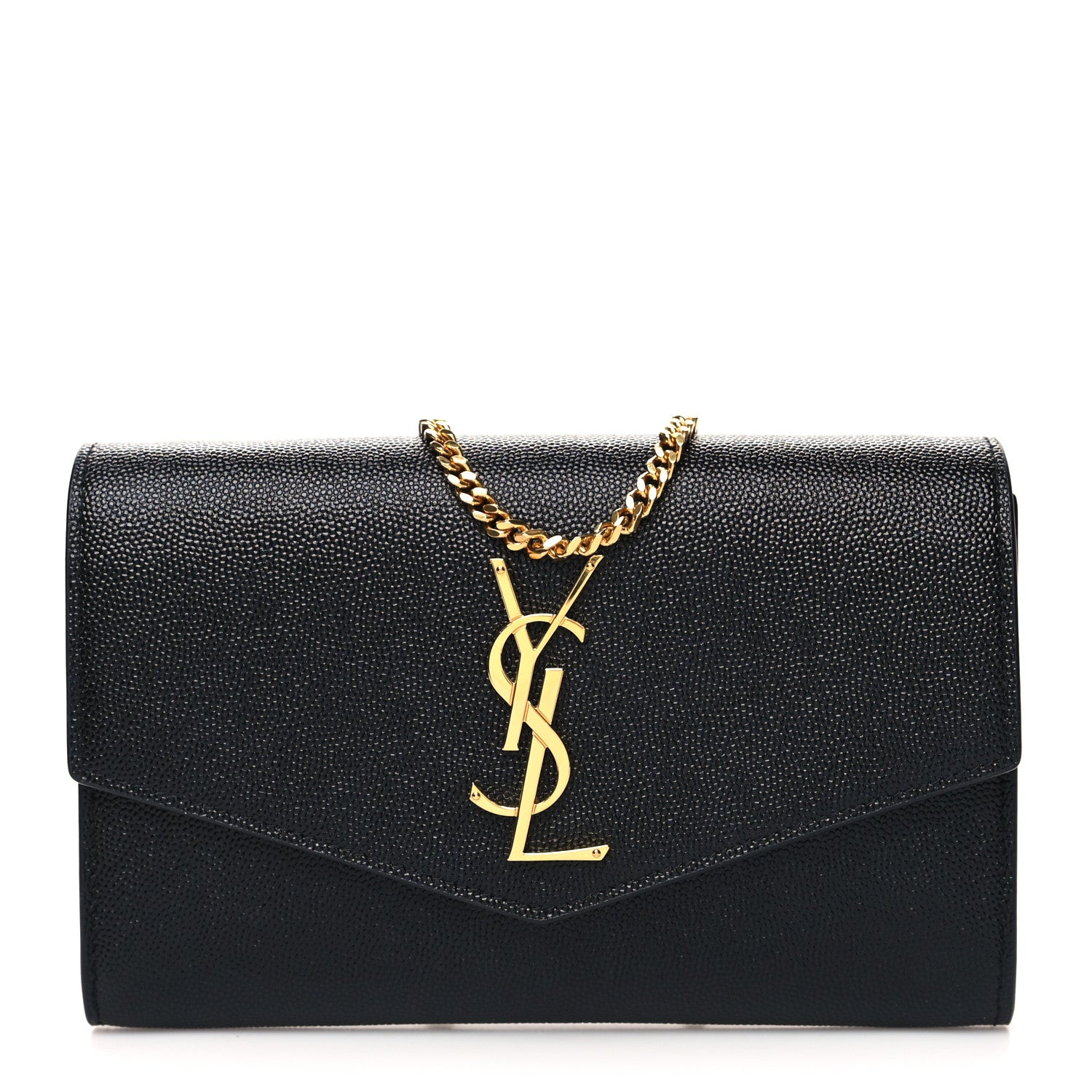 Saint Laurent Grain de Poudre Uptown Chain Wallet Black 3 of 12