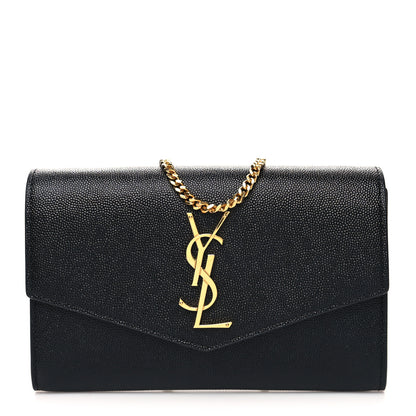 Saint Laurent Grain de Poudre Uptown Chain Wallet Black 3 of 12