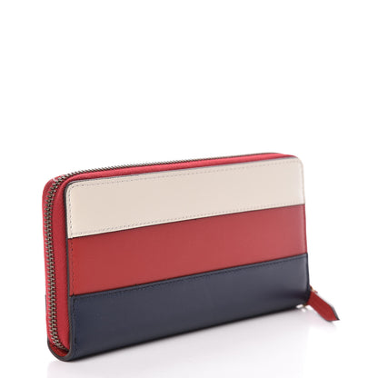 Gucci Calfskin Queen Margaret Zip Around Wallet Blue Agata Hibiscus Red Mystic White 3 of 8