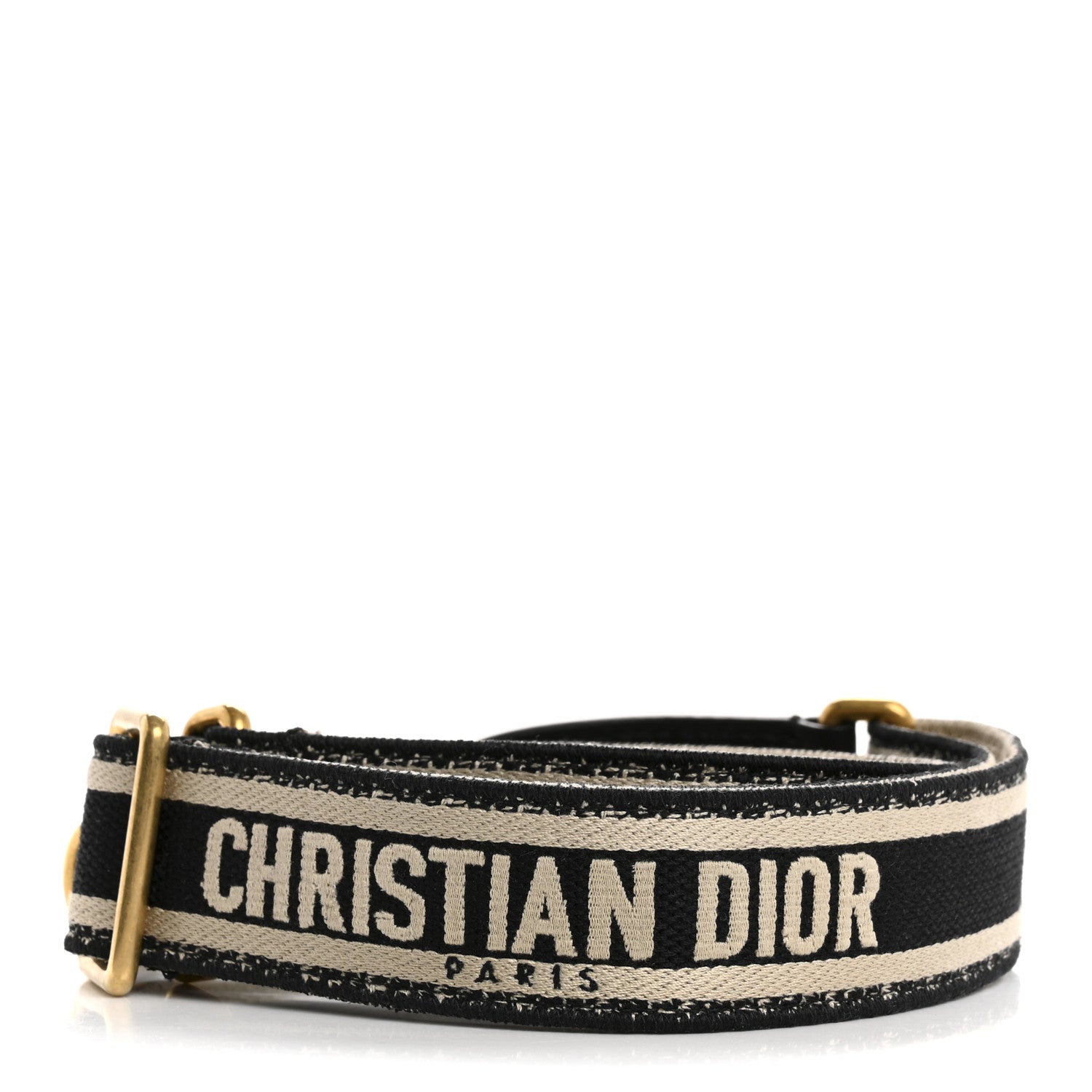 Christian Dior Canvas Embroidered Shoulder Strap Black 2 of 8