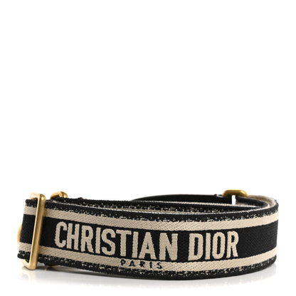 Christian Dior Canvas Embroidered Shoulder Strap Black 2 of 8