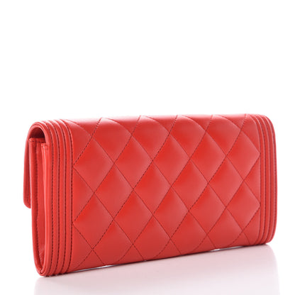 Chanel Lambskin Quilted Boy Flap Wallet Red 3 of 11