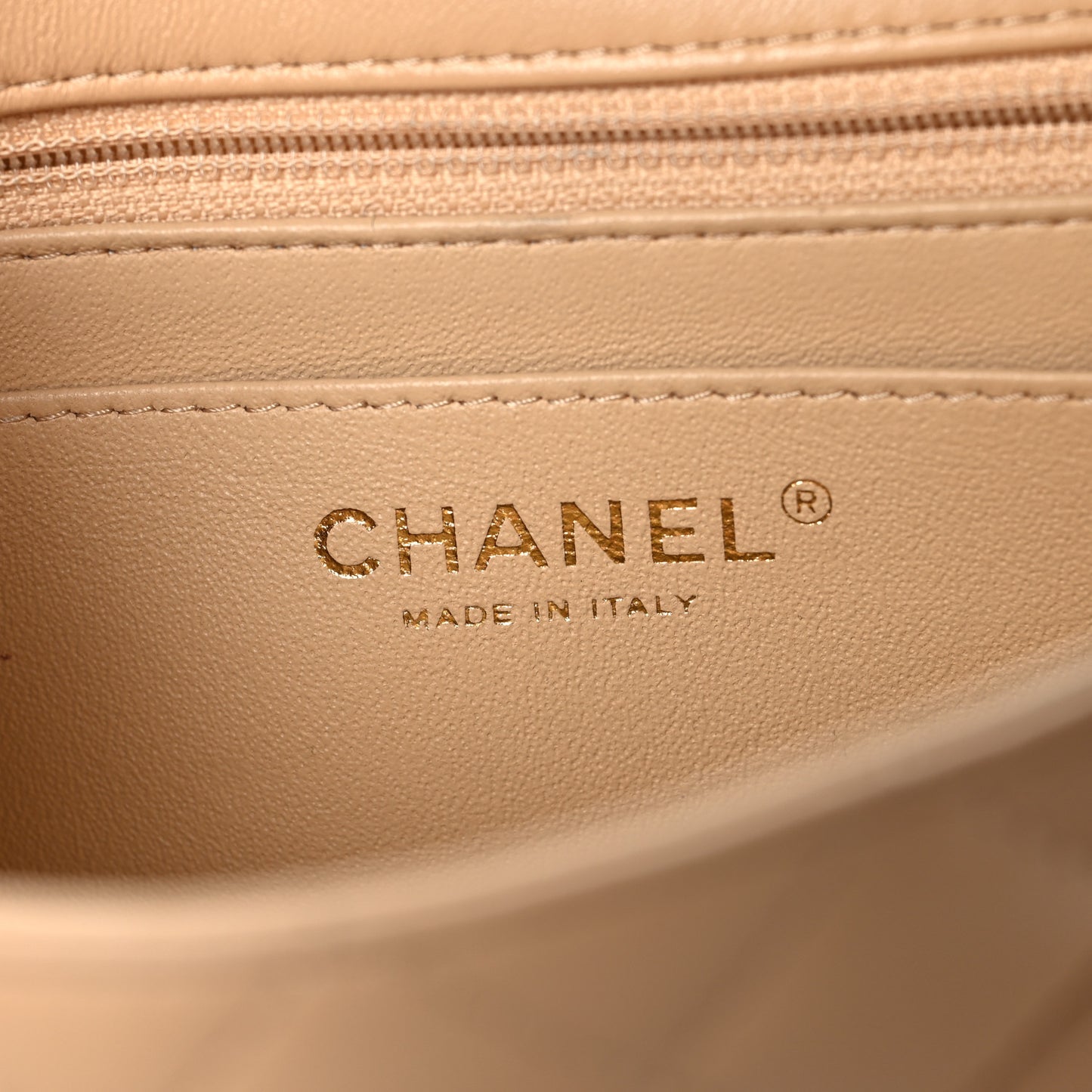 Lambskin Quilted Mini Rectangular Flap Beige