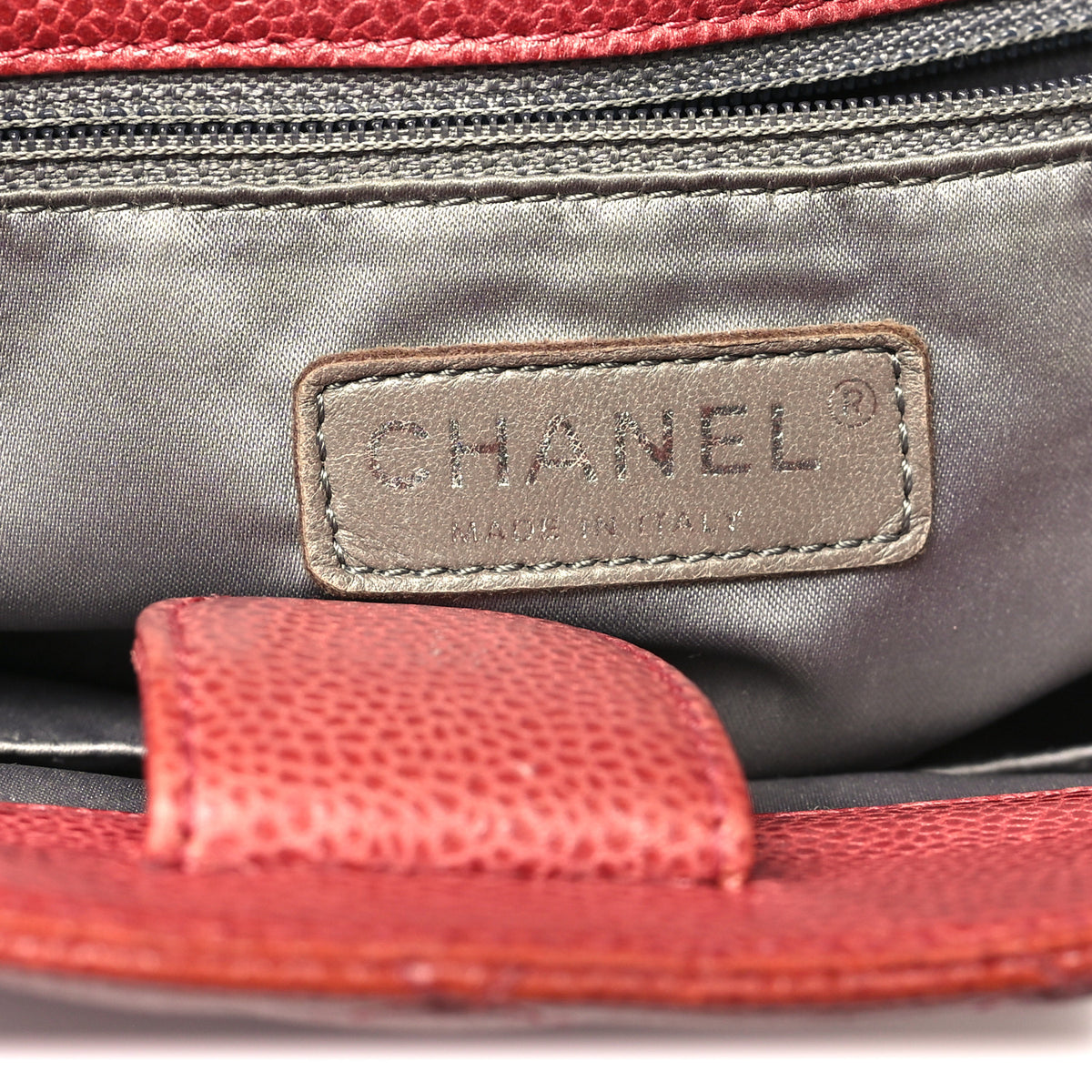 Chanel Caviar Quilted Petit Shopping Tote PST Red 5 of 10