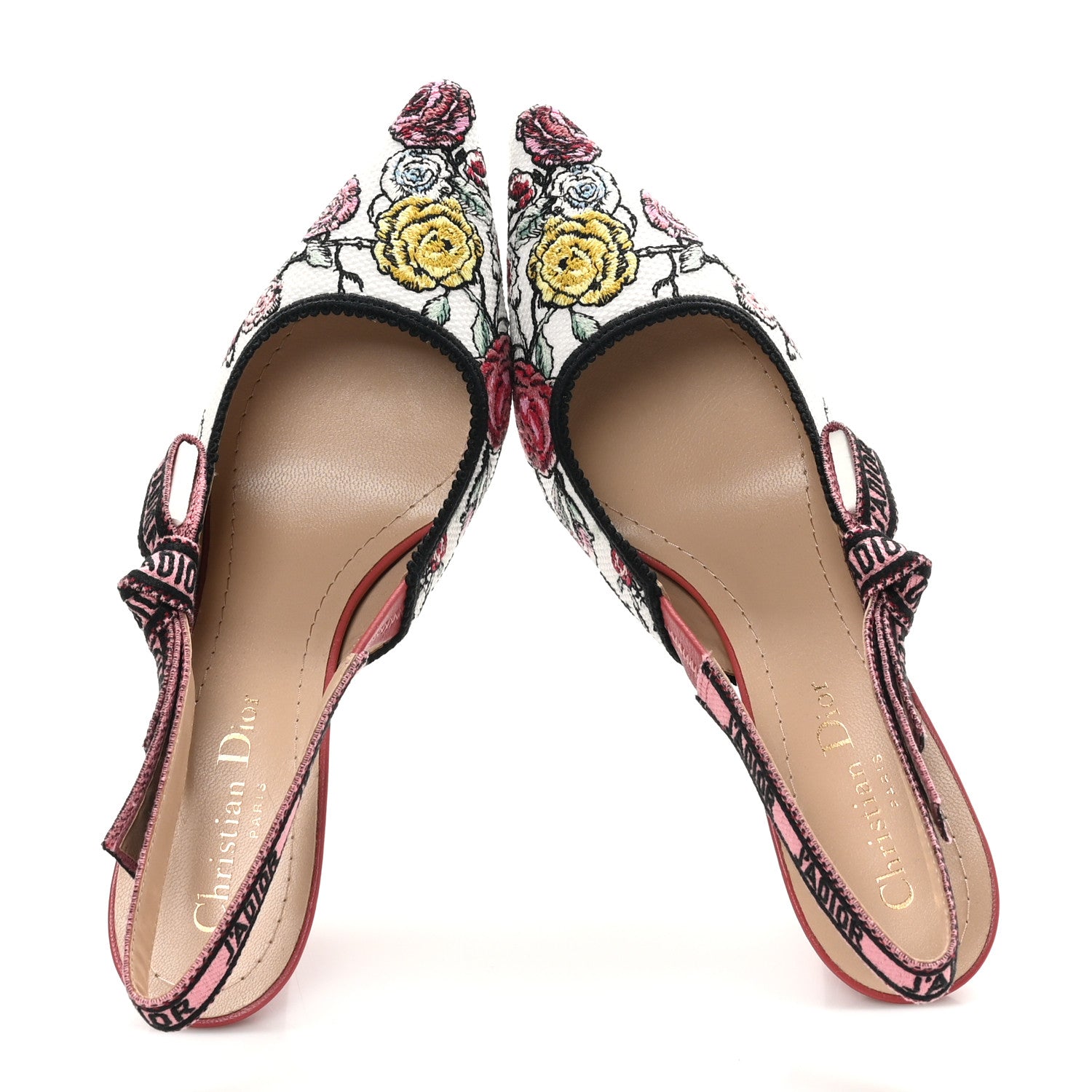 Christian Dior Canvas Embroidered Florilegio J'Adior Slingback 65mm Pumps 38 White Multicolor 2 of 10