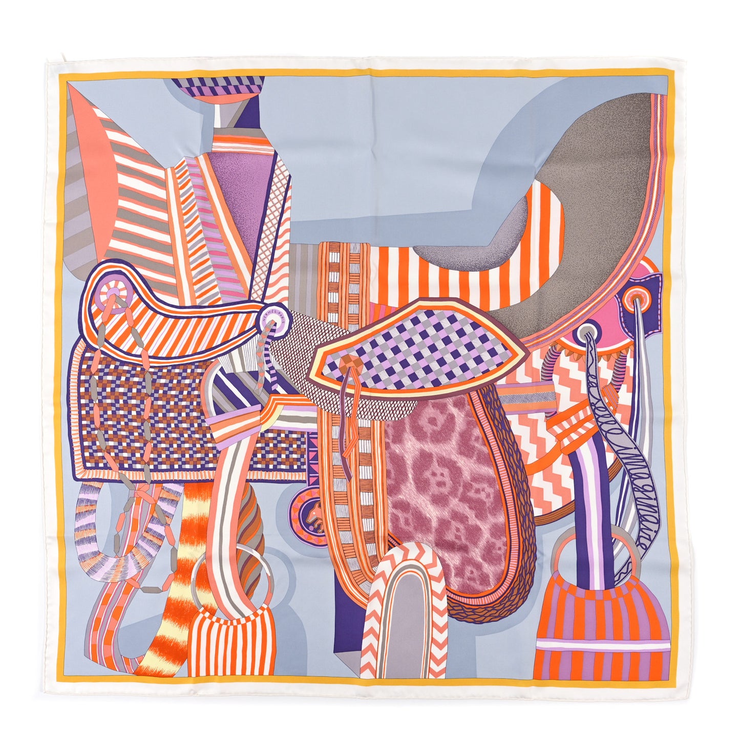 Silk La Selle Imaginaire Dossard Scarf 90 Gris Perle Violet