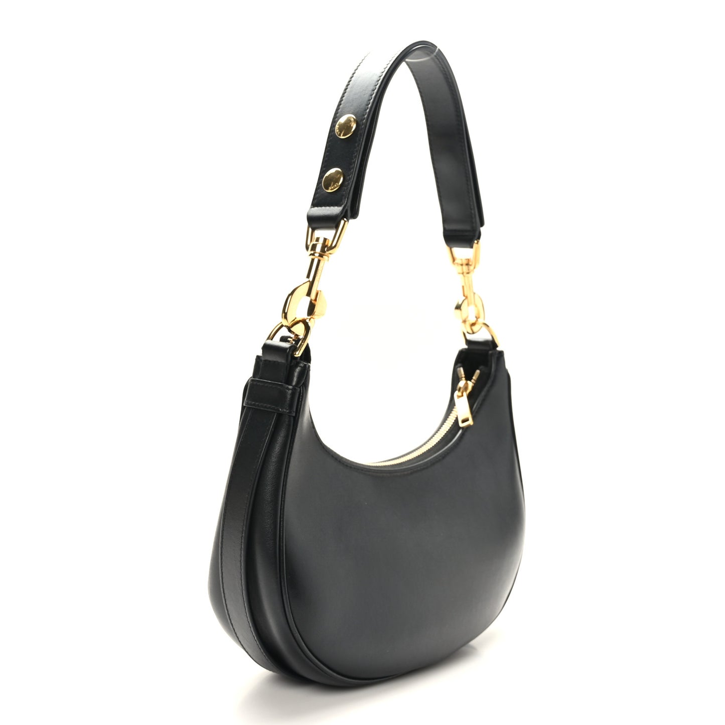 Smooth Calfskin Medium Strap Ava Shoulder Bag Black