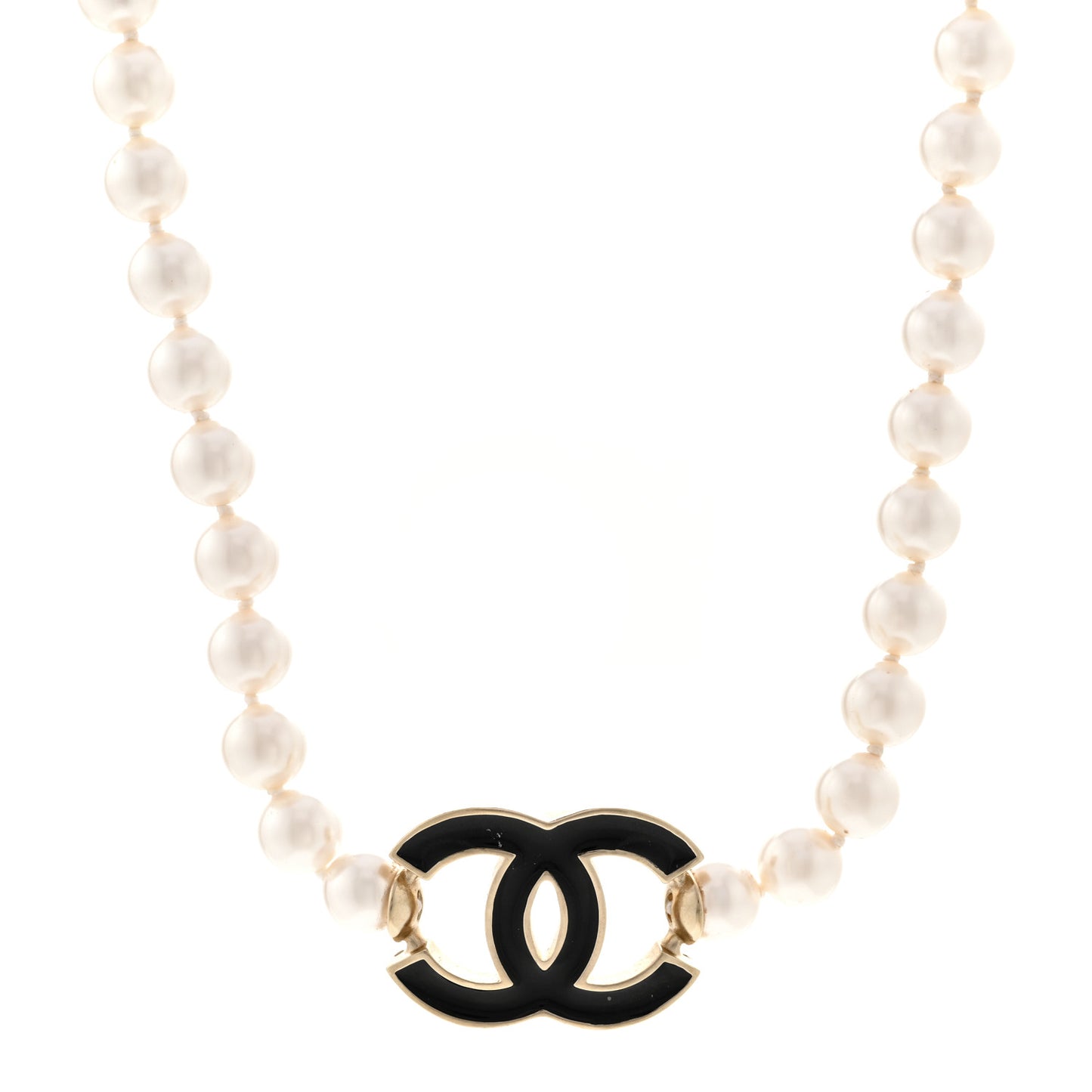 Pearl Resin CC Choker Necklace Gold White Black