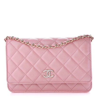 Chanel Iridescent Caviar Quilted Wallet on Chain WOC Rose Pink 1 of 11