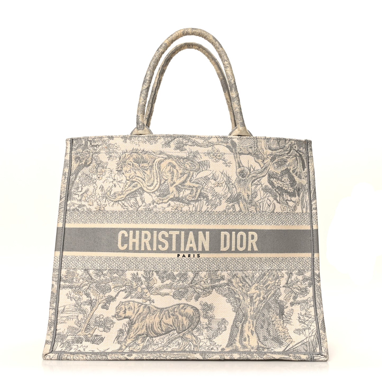 Canvas Embroidered Large Dioriviera Toile De Jouy Book Tote Gray