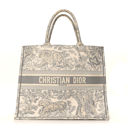 Christian Dior Canvas Embroidered Large Dioriviera Toile De Jouy Book Tote Gray 1 of 7
