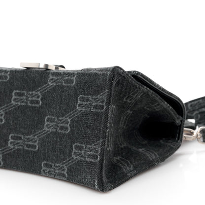Balenciaga Washed Denim BB Monogram Small Hourglass Top Handle Bag Black 11 of 11