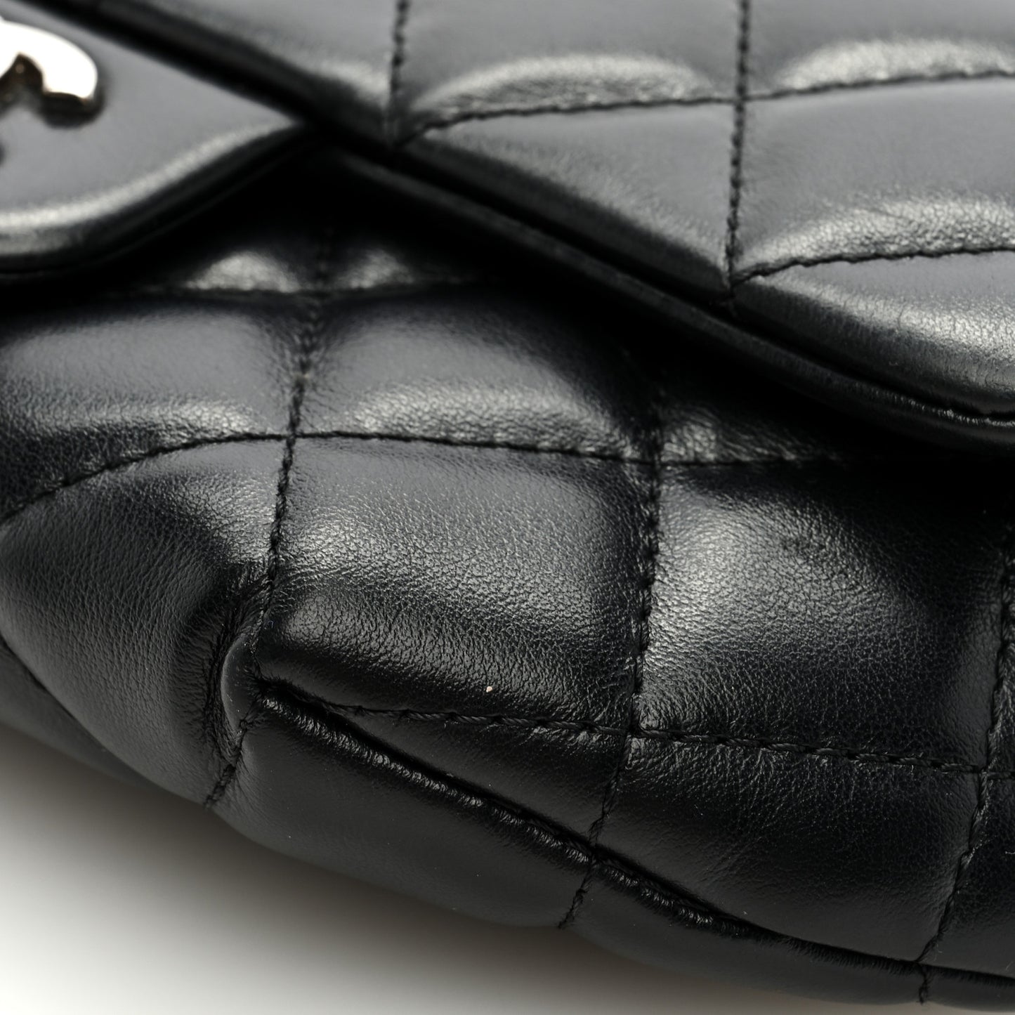 Calfskin Quilted CC Uniform Flap Belt Bag Black