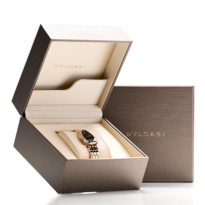 Bulgari 18K Rose Gold Diamond Bezel 33mm Serpenti Seduttori Quartz Watch Black 5 of 5